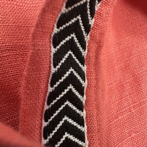 Sundance 100% Linen Shirt Button Up Collared Short Sleeve Coral Women’s Large - Picture 3 of 13